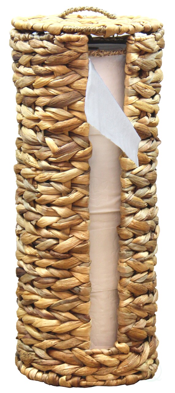Wicker Water Hyacinth Tall Toilet Tissue Paper Holder for 4 wide rolls